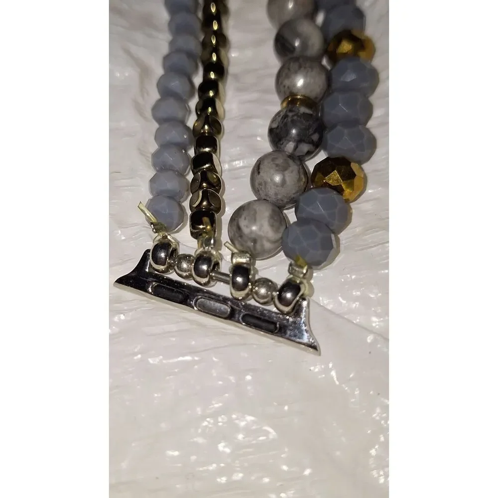 Apple Watch Gemstone Band Layered Agate Stretchy Elegant Boho Bracelet